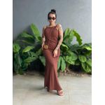 Vestido Longo Alças Finas Costas Nua MARROM
