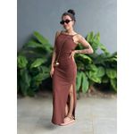 Vestido Longo Alças Finas Costas Nua MARROM