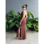 Vestido Longo Alças Finas Costas Nua MARROM
