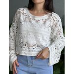 Bata em Renda Manga Longa OFF WHITE