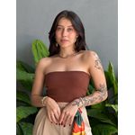 Top faixa em Tricot Modal MARROM