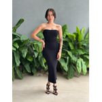 Vestido Mabel Midi Decote Sem Alças Costas Cruzadas PRETO