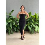 Vestido Mabel Midi Decote Sem Alças Costas Cruzadas PRETO