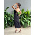 Vestido Mabel Midi Decote Sem Alças Costas Cruzadas PRETO