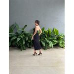 Vestido Mabel Midi Decote Sem Alças Costas Cruzadas PRETO