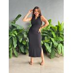 Vestido Midi Elsa em Anarruga PRETO