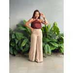 Blusa Acetinada com Detalhe em Ferragem MARROM