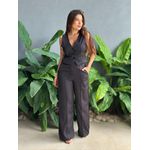 Conjunto Vanessa Colete e Calça Pantalona PRETO