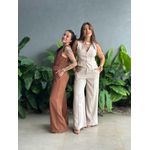 Conjunto Vanessa Colete e Calça Pantalona BEGE CLARO