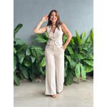 Conjunto Vanessa Colete e Calça Pantalona BEGE CLARO