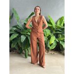 Conjunto Vanessa Colete e Calça Pantalona MARROM