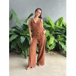Conjunto Vanessa Colete e Calça Pantalona MARROM