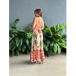 Vestido Longo Rafaela ESTAMPADO BEGE COM LARANJA