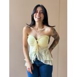 Blusa Bata Sem Alças em Tule AMARELO MANTEIGA