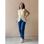 Blusa Bata Sem Alças em Tule AMARELO MANTEIGA