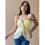 Blusa Bata Sem Alças em Tule AMARELO MANTEIGA