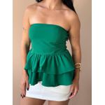 Blusa Doroti Sem Alças com Babados VERDE BANDEIRA