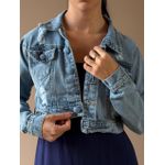 Jaqueta Jeans Cropped 0312 LAVAGEM MEDIA 