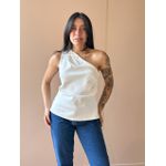 Blusa Nula Manga em Alfaiataria OFF WHITE.