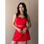 Conjunto Ayla Cropped e Shorts Saia em Alfaiataria VERMELHO