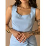 Conjunto Ayla Cropped e Shorts Saia em Alfaiataria AZUL BEBE