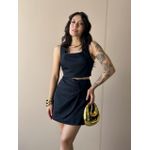 Conjunto Ayla Cropped e Shorts Saia em Alfaiataria PRETO