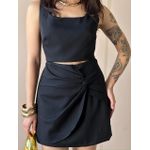 Conjunto Ayla Cropped e Shorts Saia em Alfaiataria PRETO