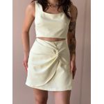 Conjunto Ayla Cropped e Shorts Saia em Alfaiataria AMARELO MANTEIGA