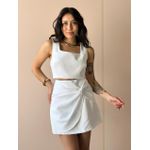 Conjunto Ayla Cropped e Shorts Saia em Alfaiataria OFF WHITE