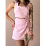 Conjunto Ayla Cropped e Shorts Saia em Alfaiataria ROSA BEBE