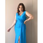 Vestido Longo Sasha Decote em V AZUL