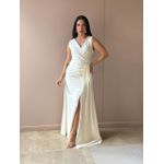 Vestido Longo Sasha Decote em V CREME