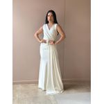 Vestido Longo Sasha Decote em V CREME