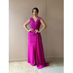 Vestido Longo Sasha Decote em V FÚCSIA