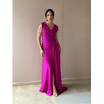 Vestido Longo Sasha Decote em V FÚCSIA