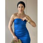 Vestido Curto Drapeado Sem Alças AZUL BIC