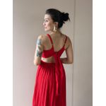 Vestido Longo Tania Plissado Abertura Abaixo do Busto VERMELHO