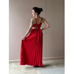Vestido Longo Tania Plissado Abertura Abaixo do Busto VERMELHO