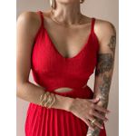 Vestido Longo Tania Plissado Abertura Abaixo do Busto VERMELHO