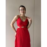 Vestido Longo Tania Plissado Abertura Abaixo do Busto VERMELHO