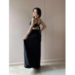 Vestido Longo Tania Plissado Abertura Abaixo do Busto PRETO