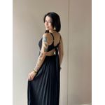 Vestido Longo Tania Plissado Abertura Abaixo do Busto PRETO