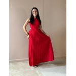Vestido Longo Tatiana Plissado Decote Alto VERMELHO