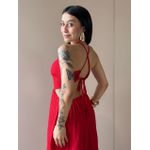 Vestido Longo Tatiana Plissado Decote Alto VERMELHO