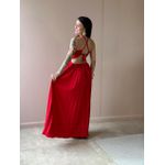 Vestido Longo Tatiana Plissado Decote Alto VERMELHO