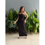 Vestido Midi Adriana Decote Sem Alças em Alfaiataria PRETO