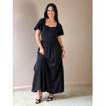 Vestido Midi Ruth Manga Curta PRETO