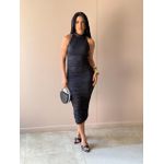 Vestido Midi Nala Drapeado PRETO