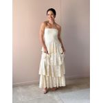 Vestido Midi Cristal Sem Alças em Renda CREME