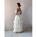 Vestido Midi Cristal Sem Alças em Renda CREME